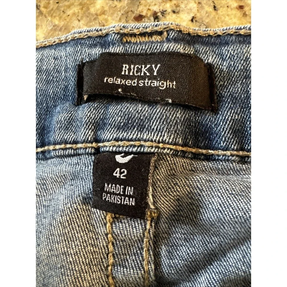 True Religion Ricky Jeans Relaxed Straight Jeans Mens 42/26 Blue Denim Super Str
